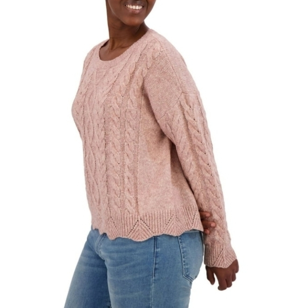 Lucky Brand XXL Women's Pink Cable Knit Sweater - Picture 5 of 13